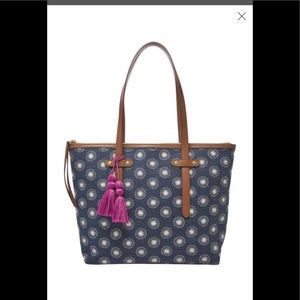 Fossil blue & white felicity Tote